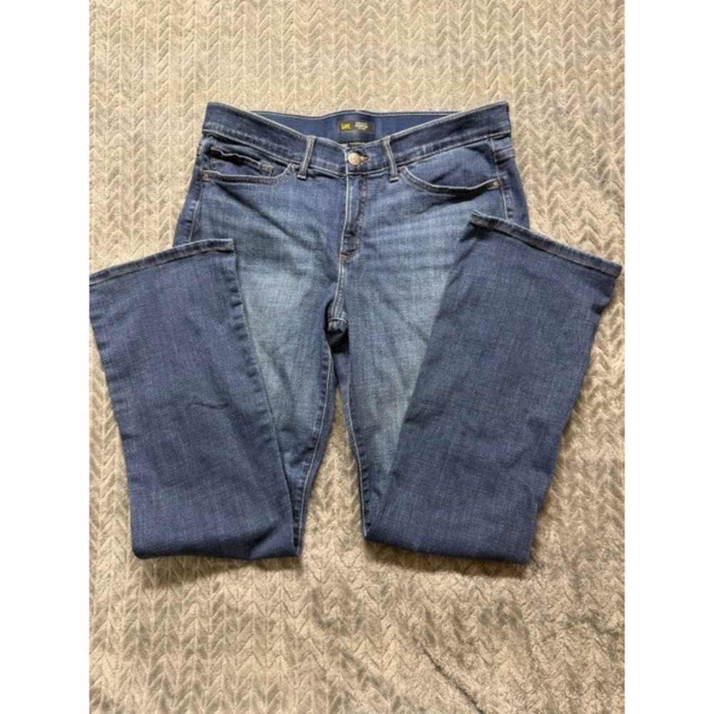Lee Flex Motion Regular Fit Bootcut Jeans Mid Rise Dark Wash Size 16 Long 0490